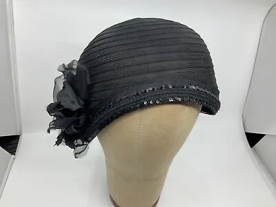 Marzi Of Italy Ladies Black Handmade Boutique Hat W/ Flowers • $32.50