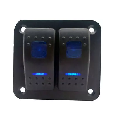 2 Gang Toggle Rocker Switch Panel Blue LED Light For Car Marine Boat Waterproof • $19.82