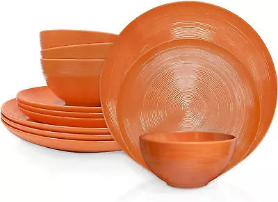 Zak Designs Dinnerware Sets For IndoorsOutdoors 12Pieces Melamine Plates & Bowl • $34.99