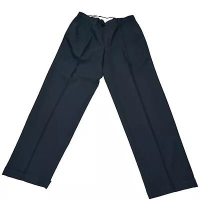 Pierre Cardin Trousers Mens Navy Pants Pinstripe Lined Cuffed Up Pleats Work • $49.99