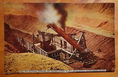 Steam Shovel At Work In Open Pit Iron Mine Northern MN Pmk 1912 Postcard • $1