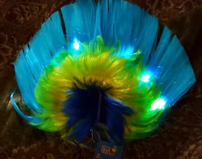 $12.90 • Buy Light Up Mohawk Wig LED Black, Green, Yellow Punk Rave Costume Cosplay Festival
