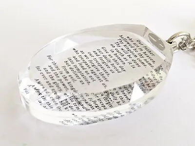 Vintage Lord's Prayer Imbedded Inside Heavy Faceted Crystal Pendant Necklace • $49.99