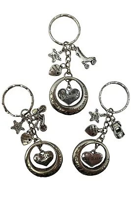 I LOVE YOU TO THE MOON AND BACK Keyring Bike Car Roller Boot Charm Family Gift • £4.97