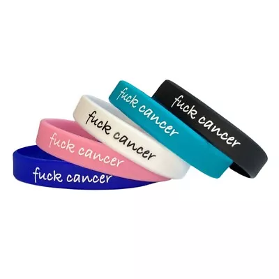 F*ck Cancer Wristband For Breast Testicular Prostate Ovarian Lung Skin Awareness • £2.49