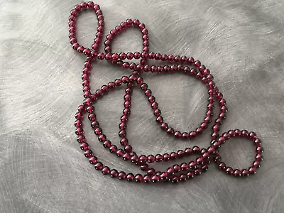 Collectible Vintage Estate Beaded Dark Red Garnet Necklace-Wear Single Or Double • $28.79