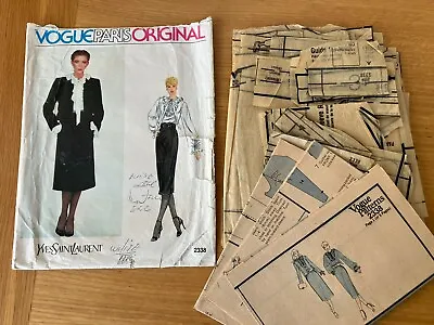 VTG 80s Vogue 2338 Sewing Pattern Jacket Skirt Blouse Sz 8 Yves Saint Laurent • $13.99