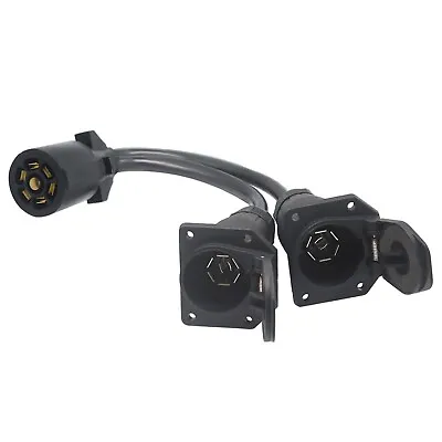 7 Way RV Blade Trailer Y-Splitter Adapter To Dual-Port 7 Way Socket Connector • $39.99