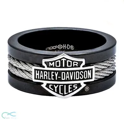 Ring Of Harley-Davidson Motor Cycles Men's Badass Bar & Shield Cable Band • $16.90