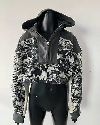 Alexander Wang Leather Trim Hoodie Top Cropped XS • $150