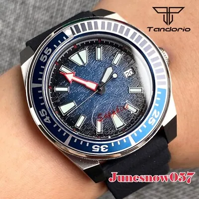 Tandorio Alloy Bezel Blue Dial NH35 Automatic Men's Watch Rubber Strap Sapphire • £84