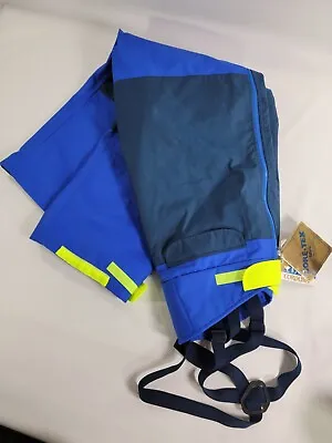 Vintage Cordura Nylon Gore-Tex Blue Rig Work Side Zip Pants Bib Overalls Sz XL • $98.96