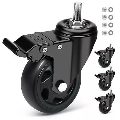 Stem Caster Wheels 4 Inch Threaded Stem Casters Set Of Heavy Duty 2200Lbs • $42.07