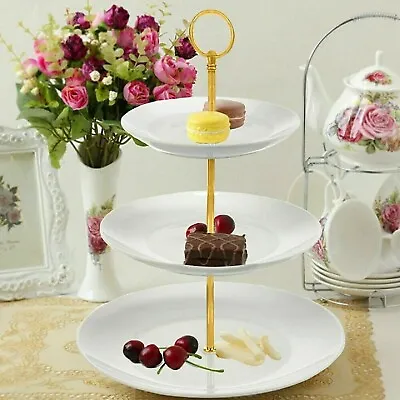 3 Tier Cake Stand Afternoon Tea Wedding Plates Party Embossed Tableware Display • £10.65