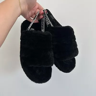 UGG Australia Fluff Yeah Women's Slide Sandal Size US 7 - Black • $30