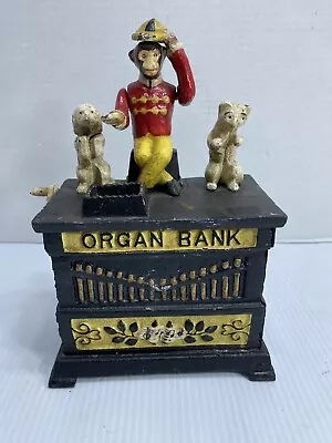 Vintage Kyser & Rex 1882 Cast Iron Monkey Dog Cat Mechanical Organ Bank Working • $299.99
