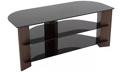 AVF Up To 55 Inch TV Stand - Black Glass And Walnut Effect • £63.99