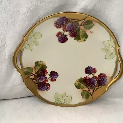 Antique Limoges (A. Lanternier & Co.) Handpainted & Signed Cake Plate W/ Handles • $145