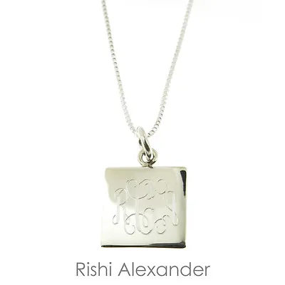 925 Sterling Silver Monogram Personalized Square Necklace Pick Any Chain Style • $16.99