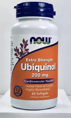 NOW FOODS Ubiquinol Extra Strength 200 Mg 60 Softgels Exp 10/2025 Cardiovascular • $41.95