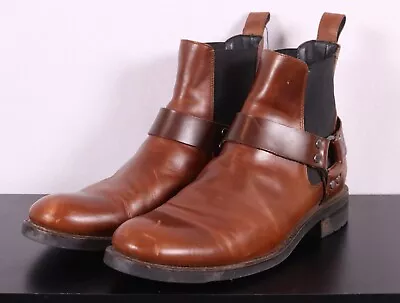 FRYE Men's 10.5 D Chelsea Harness Strap Leather Casual Boots -Brown/Black • $69.99