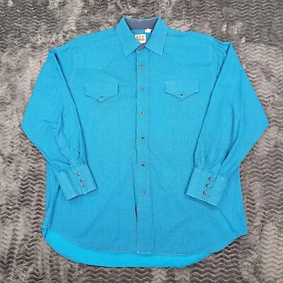 Vintage Ely Cattleman Long Sleeve Western Pearl Snap Shirt Mens XL Blue Rodeo • $23.01