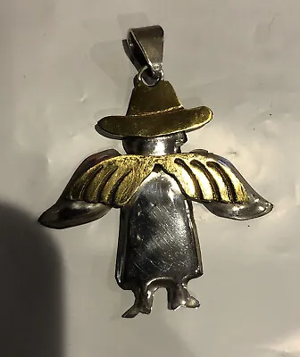 Vintage Taxco Mexico Sterling 925 Silver And Brass Lager Western Angel Pendant • $19.99