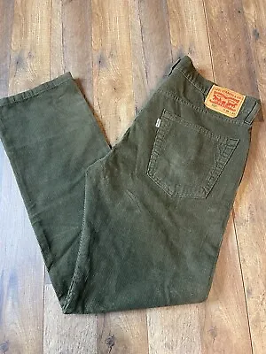 Levi's 502 Men's Corduroy Pants Tapered Leg Size 36 X34 Olive Green White Tab • $28