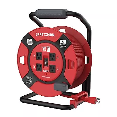 CRAFTSMAN Heavy Duty Retractable Extension Cord 75 Ft With 4 Outlets • $69.99