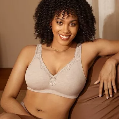 DELIMIRA Women's Wireless Plus Size Bra Unlined Full Coverage Comfort Cotton • $23.75