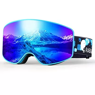  Ski Goggles OTG Snow Snowboarding Goggles Frameless Anti-fog Skiing Blue- • $16.24