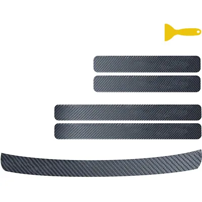 5PCS Carbon Fiber Car Door Sill Cover Plate Rear Bumper Guard Sticker Decals • $12.50