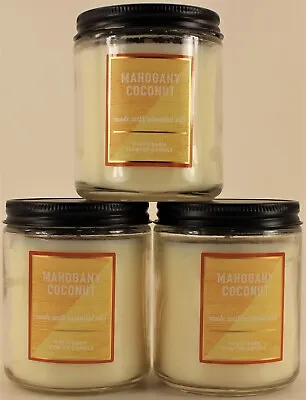 QTY 3 X Bath & Body Works MAHOGANY COCONUT Single Wick 7oz Scented Candle • $24.97