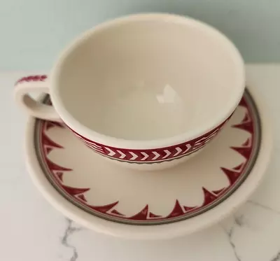 Santa Fe Railroad Ancient Mimbreno Indian Design Cup & Saucer  Homer Laughlin  • $49.95