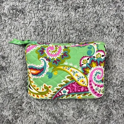 Vera Bradley Euro Wallet Green Floral Paisley Pushlock Wristlet Bag • $14.30