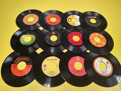 FOR DECOR: LOT OF 12 70s ROCK 7  45 VINYL RECORDS Zeppelin Stones Queen Mountain • $9.07