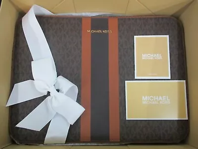 NWT Michael Kors Jet Set Travel Large Laptop Case Brown With Gold Hardware • $89