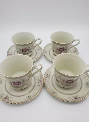 Mikasa Grande Ivory Devonshire Tea Cups & Saucers L-2825 Flowers Lot Of 4 • $10