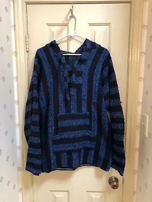 Vintage Pancho Mexican Baja Hoodie Drug Rug Unknown Size Measures Adult M • $15.99