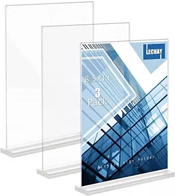 3 Pcs Acrylic Sign Holder 8.5 X 11 Inches Clear Table Menu Display Stand Des... • $18.32
