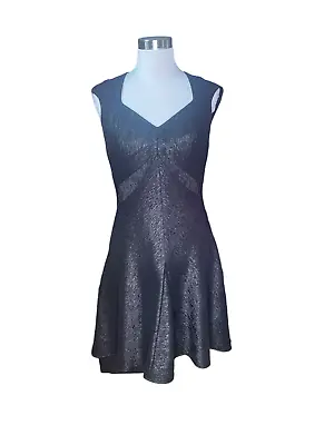 $28.88 • Buy Z Spoke Zac Posen Womens Black Cap Sleeve Fit & Flare Shimmer Dress Size 8