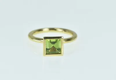 18K Princess Cut Vintage Peridot Designer Stacking Ring Yellow Gold *43 • $479.95