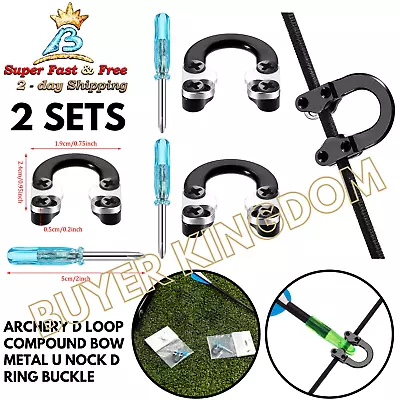 Archery D Loop Compound Bow Metal U Nock D Ring Buckle Accessories Black 2 Sets  • $18.10