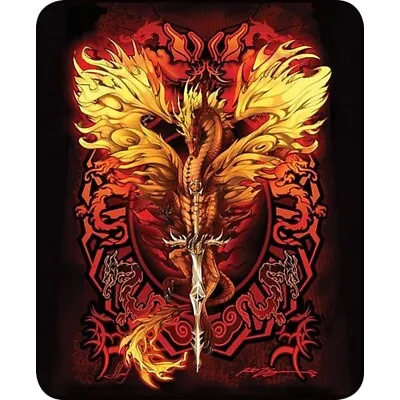 60x80  Red Flame Blade Fantasy Dragon Mink Faux Fur Twin Full Size Throw Blanket • $49.99