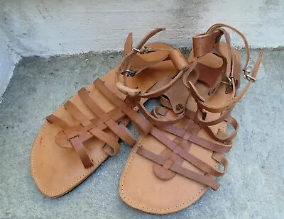 Men's Handmade Greek Leather Gladiator  Sandals Size US 14/ EU 47/ UK 13 • $28