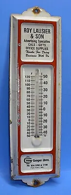 Roy Lausier & Son Fort Kent Maine Steel Wall Thermometer Some Old Wear • $19