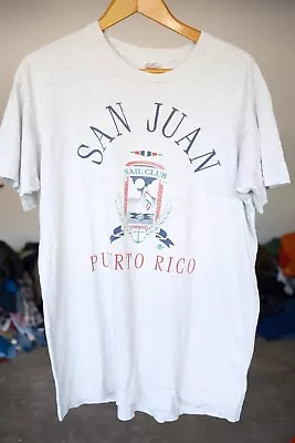 Vintage San Juan Puerto Rico Gray Fruit Of The Loom T Shirt Men's Size XL USA • $8.95