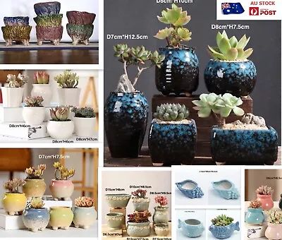 2/3/4/5/6 Pcs Set Pots Hand Made Pottery Ceramic Flower Plant Succulent Pots • $24.99