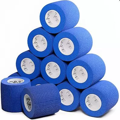 12 Rolls Bandage Roll Plaster Extra Sticky Elastic Fabric Strapping 5cm × 4.5m • £13.99