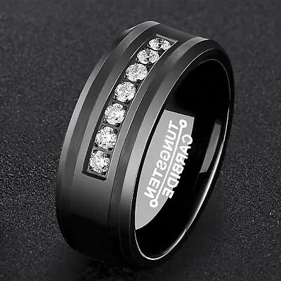 8mm Tungsten Ring Red Gold Black Silver Brushed Wedding Band VBFOT Mens Jewelry • $23.49